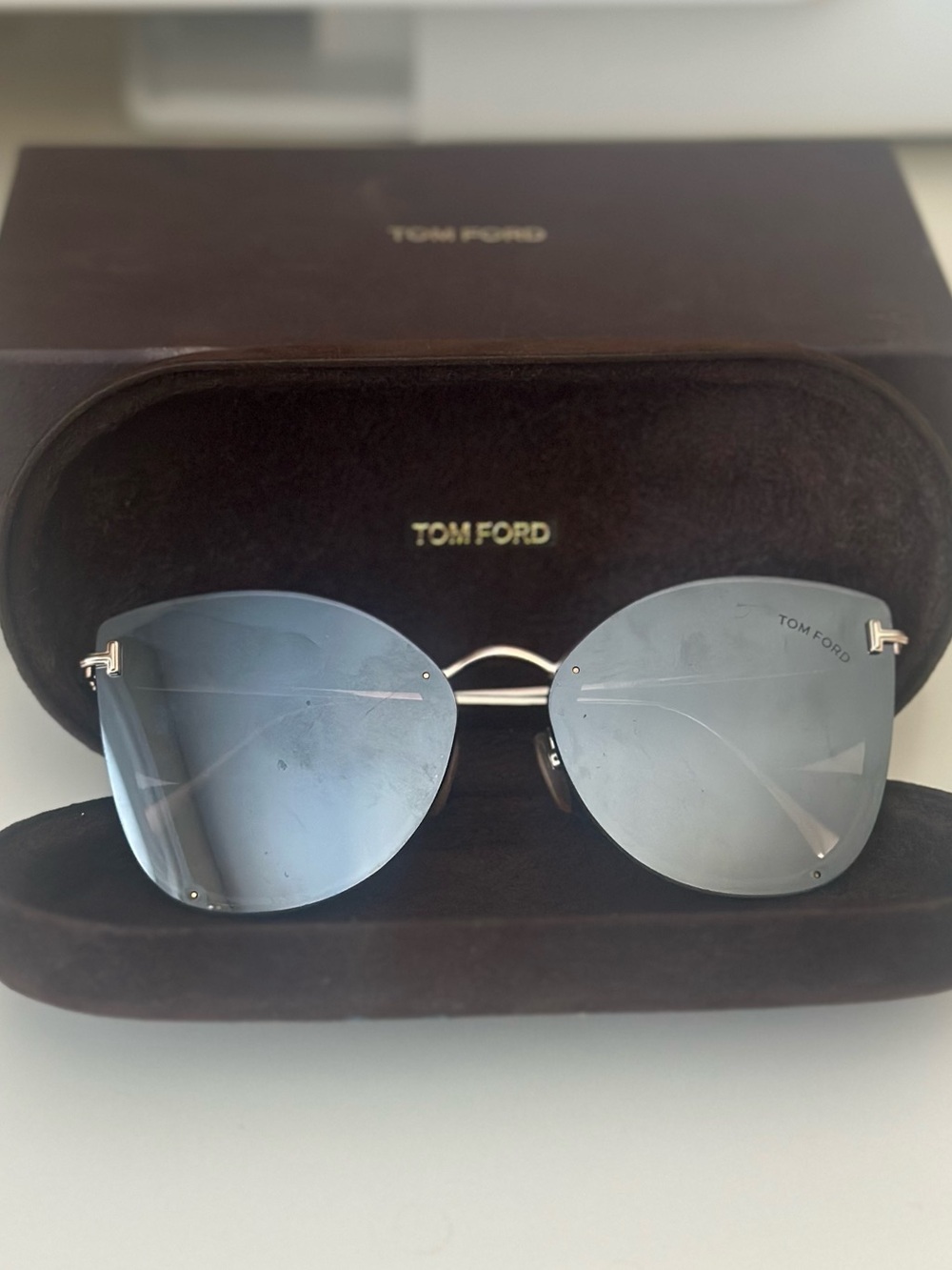 Tom Ford Women's Black Rim Blue Mirrored Lens Sunglasses